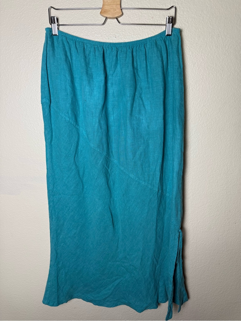 Willow 100% Linen Teal Midi Skirt